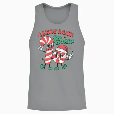 Candy Cane Crew Christmas Xmas Love Candy Boys Girls Unisex Tank Top - Sport Grey