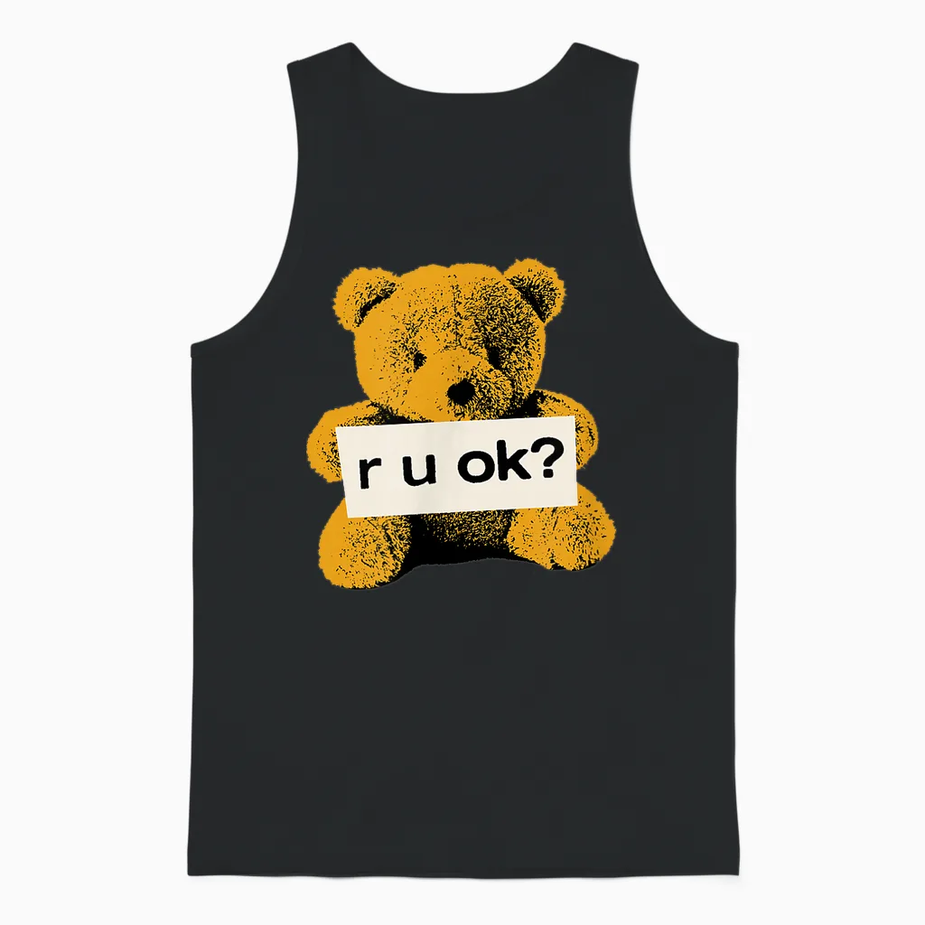 Official Yungblud Teddy R U Ok? Black Unisex Tank Top in Black