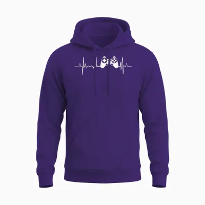 Mon Cœur Bat Pour Les Amateurs De Jeux Vidéo Ecg Unisex Hoodie - Purple