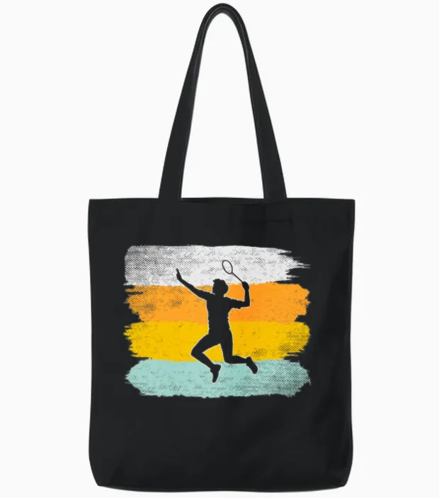 Badminton Retro Tote Bags in Black