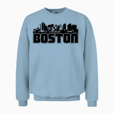 Boston Skyline Unisex Sweatshirt - Light Blue