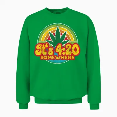 4:20 Somewhere 420 Weed Cannabis Marijuana Stoner Gift Unisex Sweatshirt - Irish Green