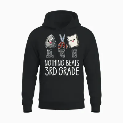 Nothing Beats 3rd Grade Funny Back to School Kids Teachers Unisex Hoodie - Black