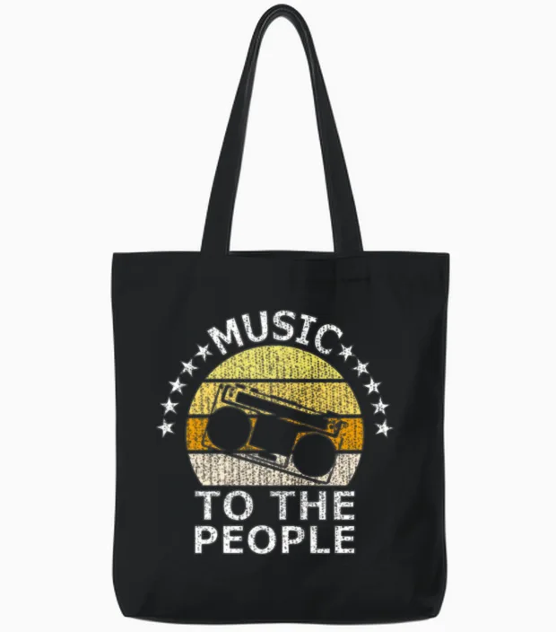 Music Festival Band Lovers Tote Bags in Black