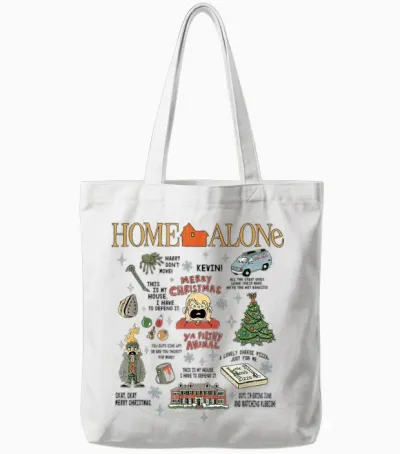 Home Alone Merry Christmas Survival Icon Jumble Tote Bags - White
