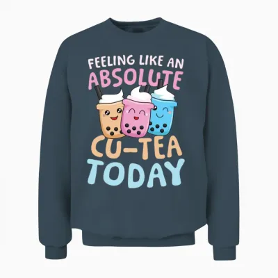 Feeling Like an Absolute Cu-Tea Bubble Tea Unisex Sweatshirt - Dark Heather