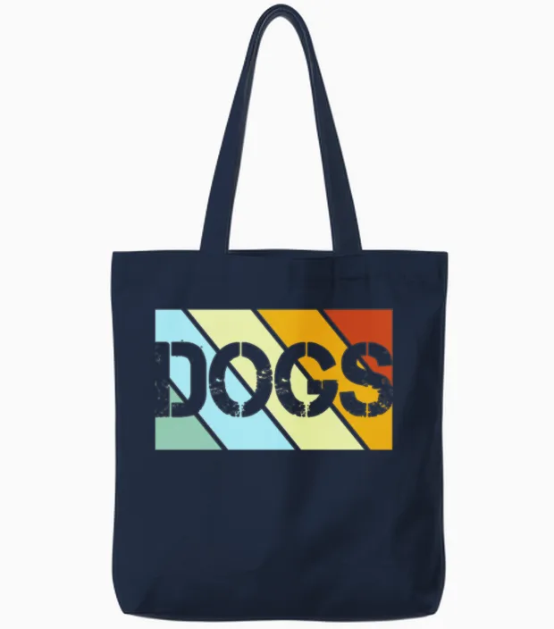 Dog Retro Lovers Tote Bags in Navy