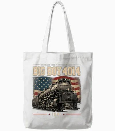 Big Boy 4014 Steam Train Vintage Locomotive Engine Tote Bags - White