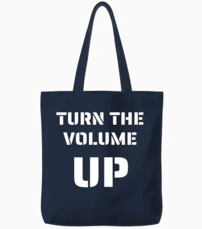 Turn the Volume Up ! Tote Bags - Navy