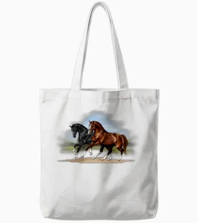 Horses Tote Bags - White