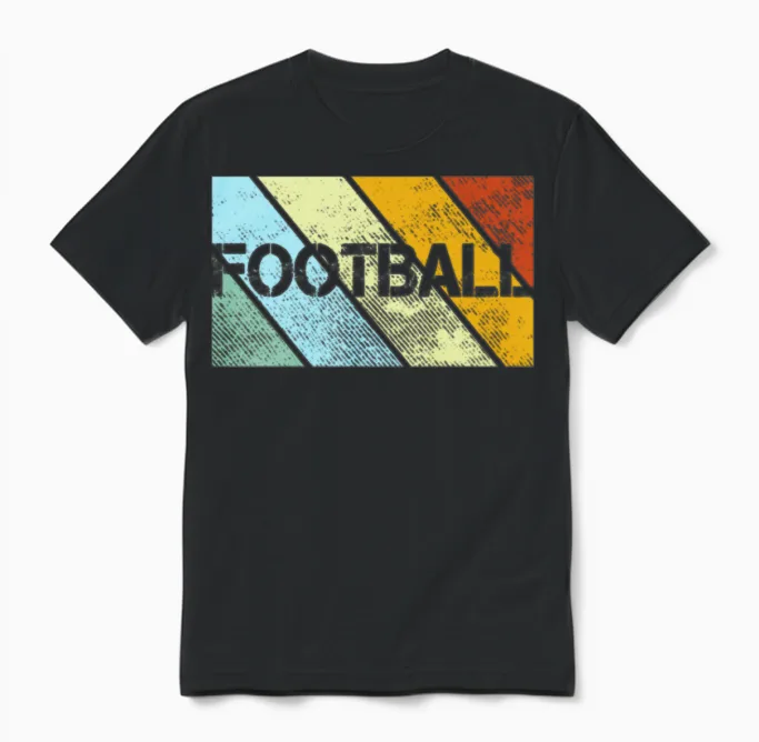 Football Retro Unisex T-Shirt in Black