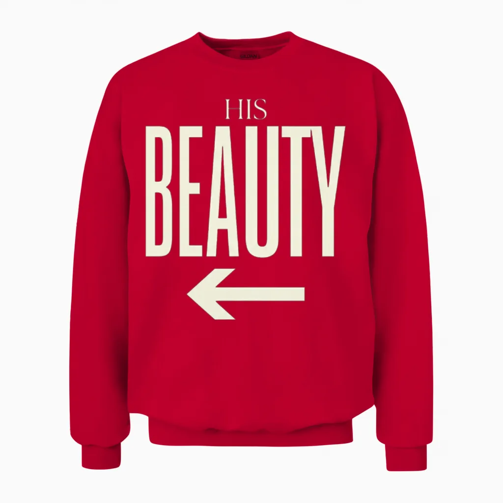 His Beauty Luxury Matching Couple Shirt Arrow Unisex Sweatshirt in Red