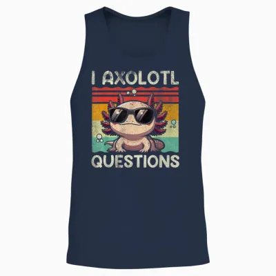 I Axolotl Questions Shirt Adults Youth Kids Retro Vintage Unisex Tank Top - Navy