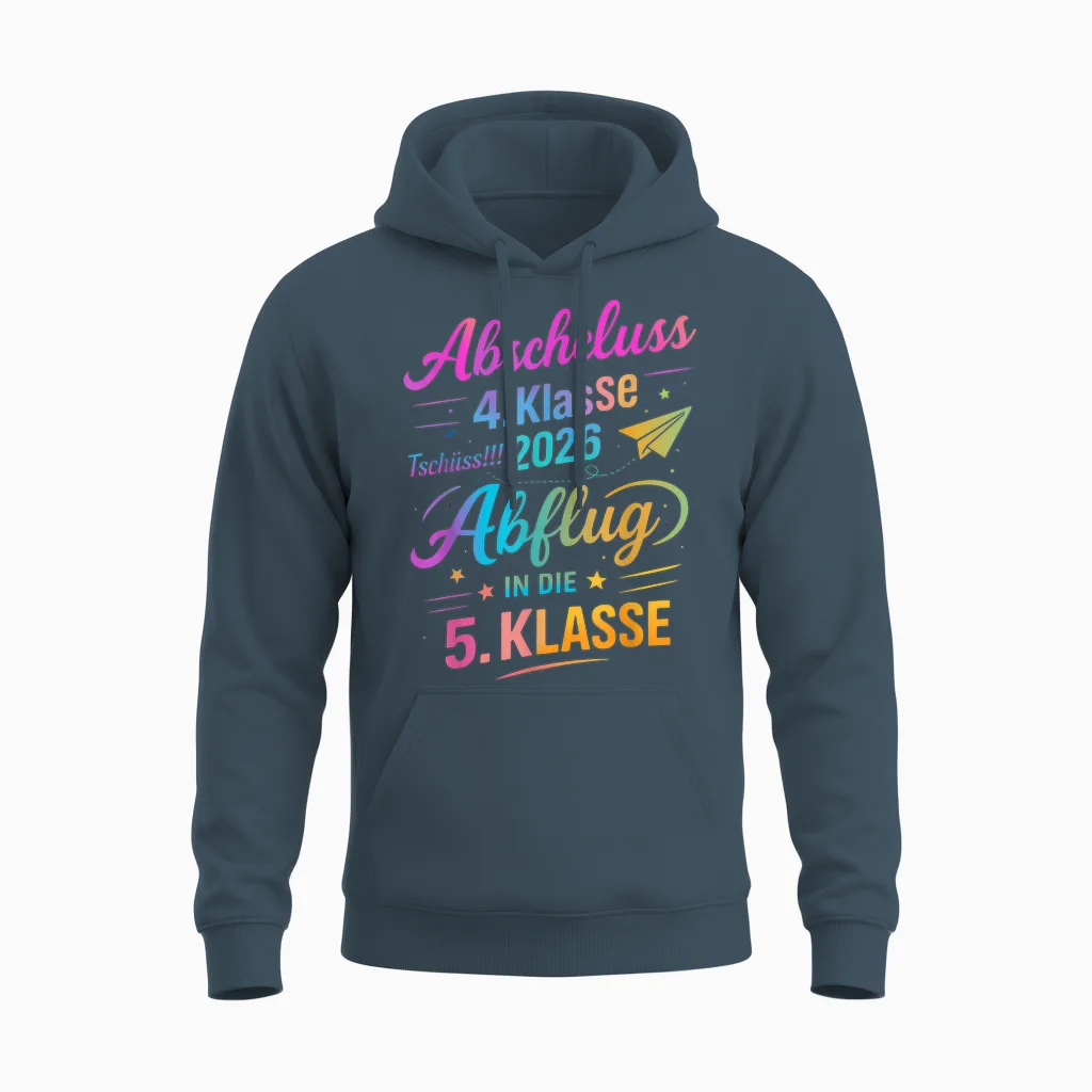 Grundschule Abschluss 2026 Tschüss! Abflug in Die 5. Klasse Unisex Hoodie in Dark Heather