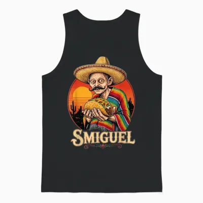 Smiguel Mexican Sombrero Funny Mexican Culture Mashup Unisex Tank Top - Black