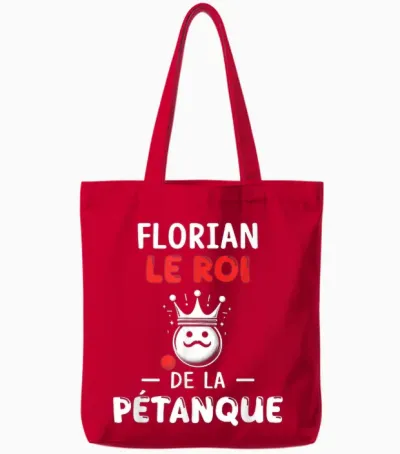 Personalised Gift Man Name Florian Petanque Humour T-Shirt, Black, S Tote Bags - Red