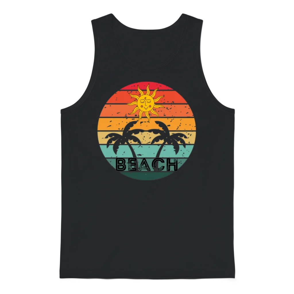 Retro Beach โ Summer & Unisex Tank Top - Black