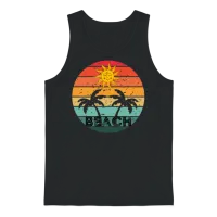 Retro Beach — Summer & Unisex Tank Top - Black – 1