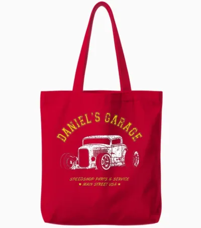 Daniel's Garage Hotrod Car Design Pour Le Nom Daniel Tote Bags - Red