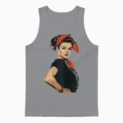 Retro Rosie Rockabilly T-Shirt, Black Unisex Tank Top - Sport Grey