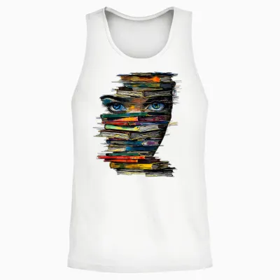 Book Women Graphic Art Colourful Eyes T-Shirt, White Unisex Tank Top - White