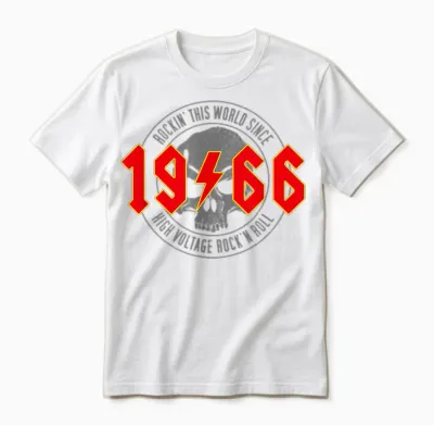 1966 Vintage Birthday Rock and Roll Heavy Metal T-Shirt, Black Unisex T-Shirt - White
