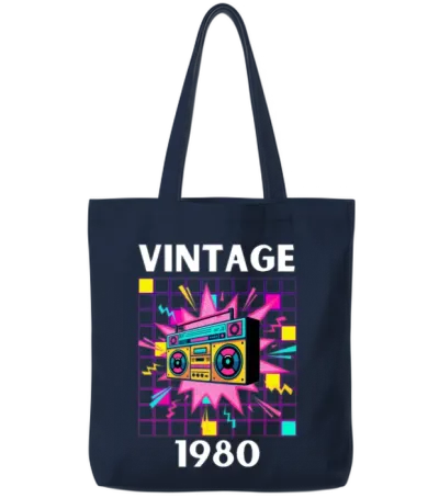 Vintage 1980 Tote Bags - Navy
