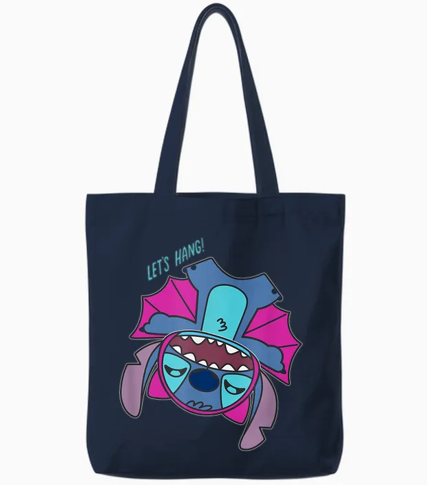 Amazon Essentials Stitch Halloween Bat Costume Let's Hang Tote Bags in Navy