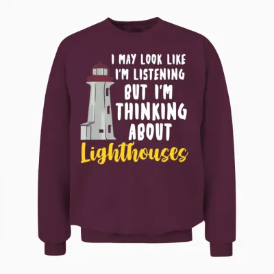 Funny Lighthouse Illustration Unisex Sweatshirt - Maroon