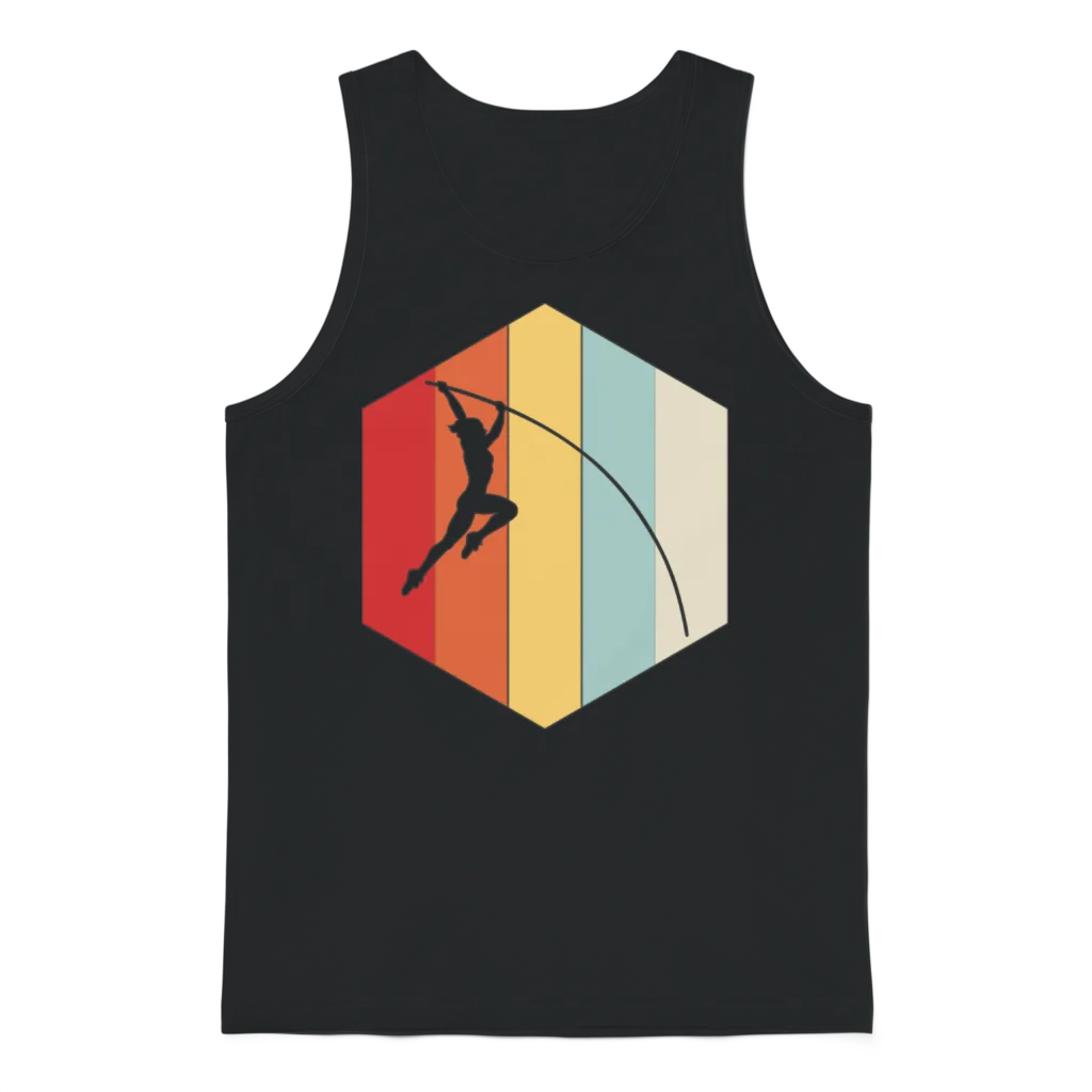 Retro Pole Vault Silhouette Unisex Tank Top - Black