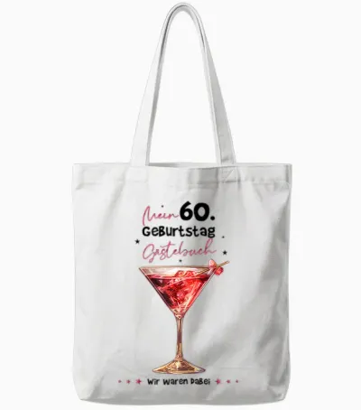Women's 60th Birthday Guest Book Gift for 60th Birthday Woman T-Shirt, White Tote Bags - White