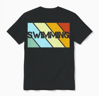 Swimming Retro Unisex T-Shirt - Black