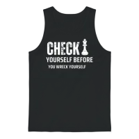 Check Yourself Before You Wreck Yourself Unisex Tank Top - Black – 1