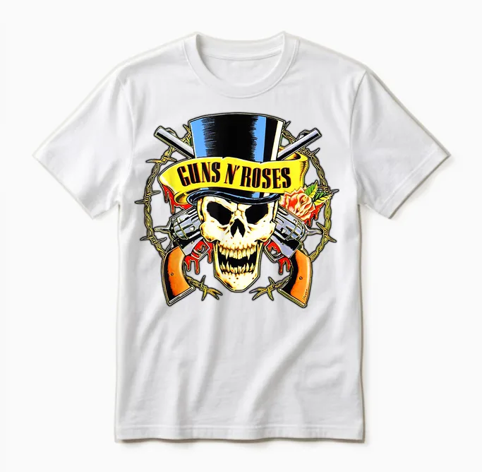 Guns N' Roses Official Top Hat Skull Unisex T-Shirt in White