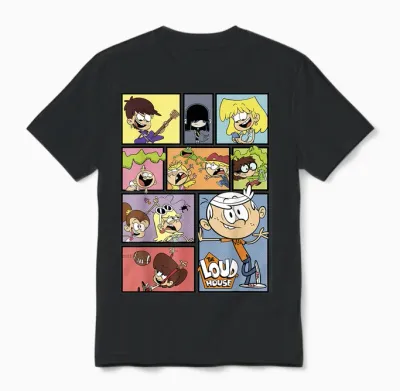 The Loud House Panel Portrait Logo T-Shirt Small Unisex T-Shirt - Black