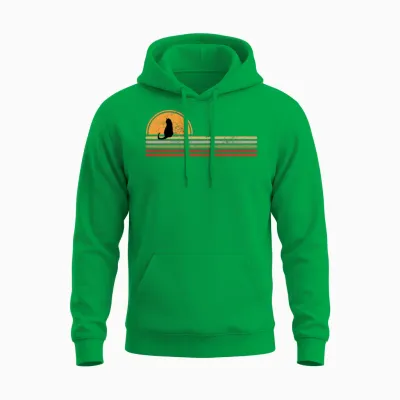 Sunset Retro Cat Unisex Hoodie - Irish Green