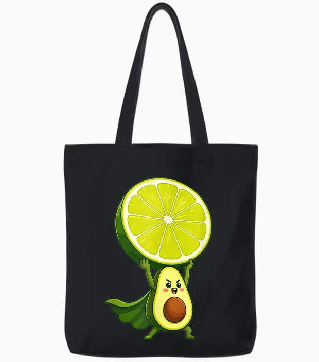 Joli Super-Héros D'avocat Avec Puissance De Tranche De Citron Vert Tote Bags in Black