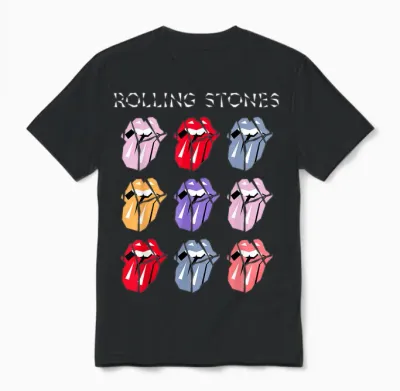 Offizielle the Rolling Stones Hd Multi Color Tongue Unisex T-Shirt - Black