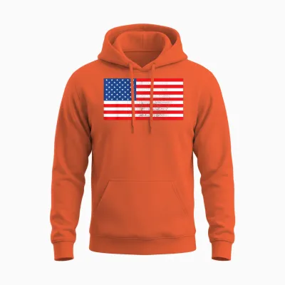 Drapeau Américain Patriotique Des états-Unis Pour Hommes, Femmes, Enfants, Garçons Et Filles Unisex Hoodie - Orange