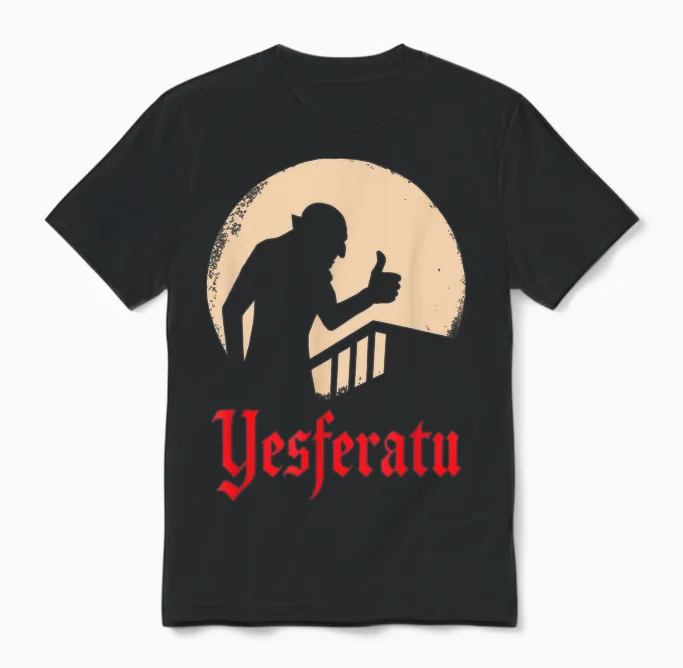Yesferatu Funny Vampire Horror Movie Parody Unisex T-Shirt in Black