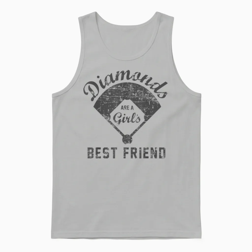 Diamonds Are a Girl's Best Friend Shirt Softball Mom Gift Unisex Tank Top in Ash
