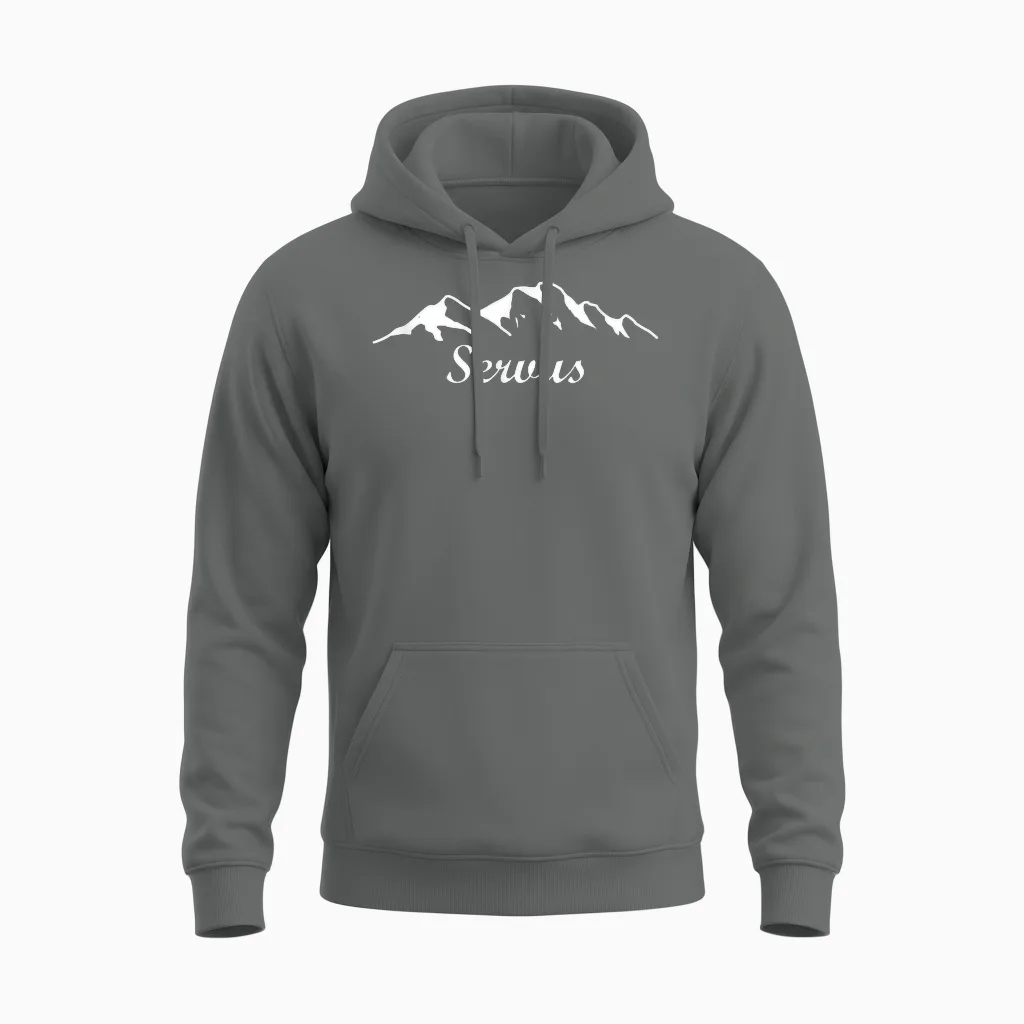 Mountain Design Servus Heartbeat for Mountains Mountain Greeting Hiking Unisex Hoodie in Graphite Heather