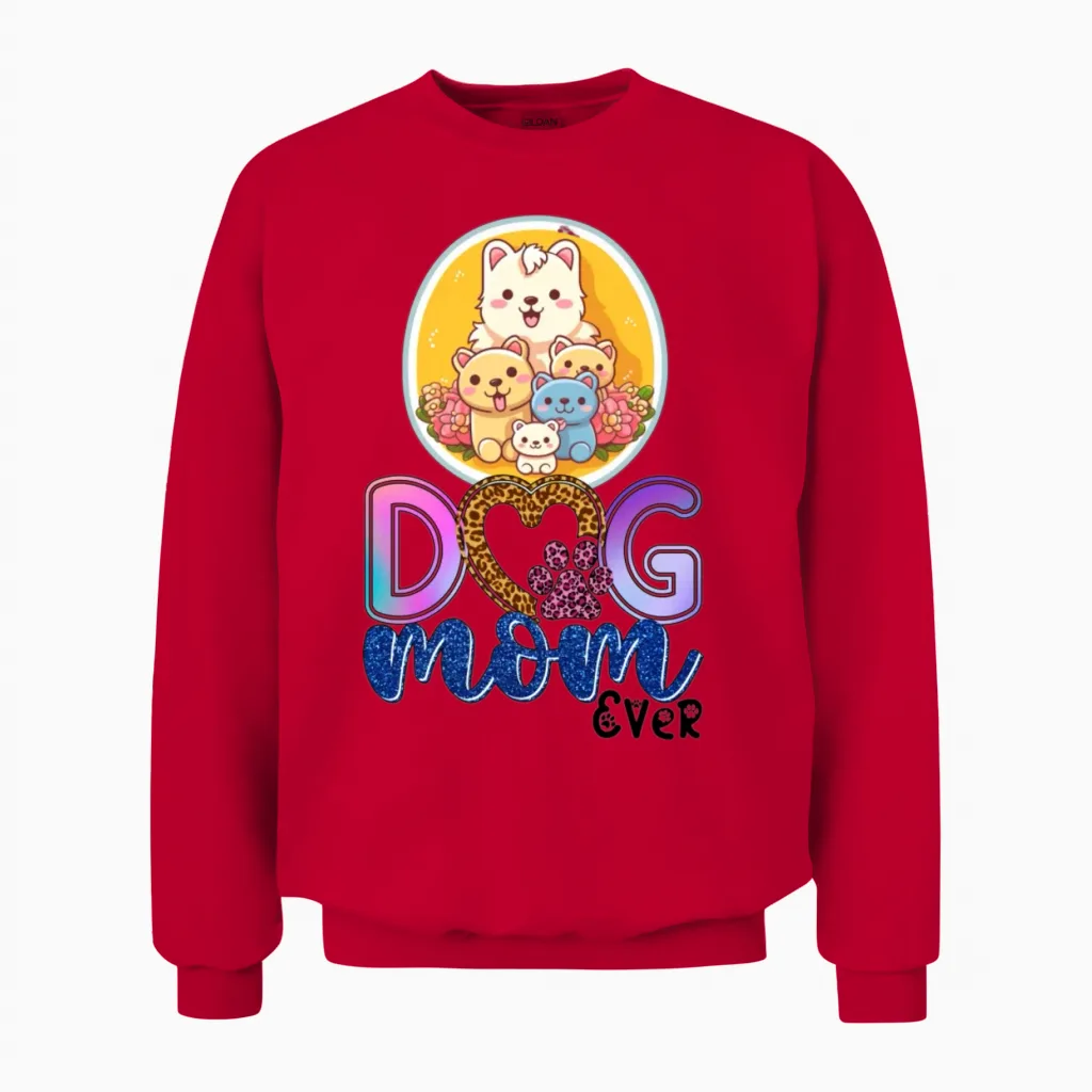 Dog Mom , Best Dog Mom Ever Dog Mom Design Dog Unisex Sweatshirt in Red