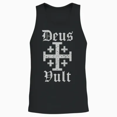 Deus Vult | Jerusalem Cross | Christian Templar Unisex Tank Top - Black