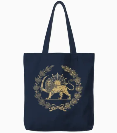 Iranischer Persischer Löwe Und Sonne Emblem Symbol Tote Bags - Navy