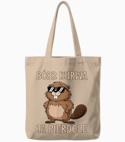 Bober Kurwa Meme Poland Beaver Yes Pierdole Bobr T-Shirt, Black, S Tote Bags - Natural
