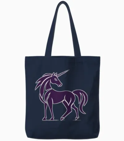 Horned Horse Tote Bags - Navy