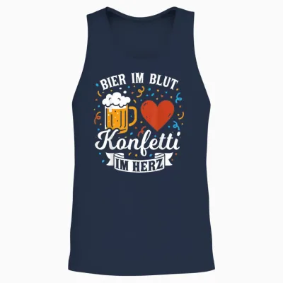 Beer in the Blood Confetti in the Heart Carnival Fancy Dress Unisex Tank Top - Navy