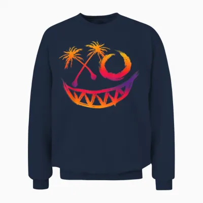 Techno Tropical Music Rave Face Summer Fest T-Shirt, Black, S Unisex Sweatshirt - Navy