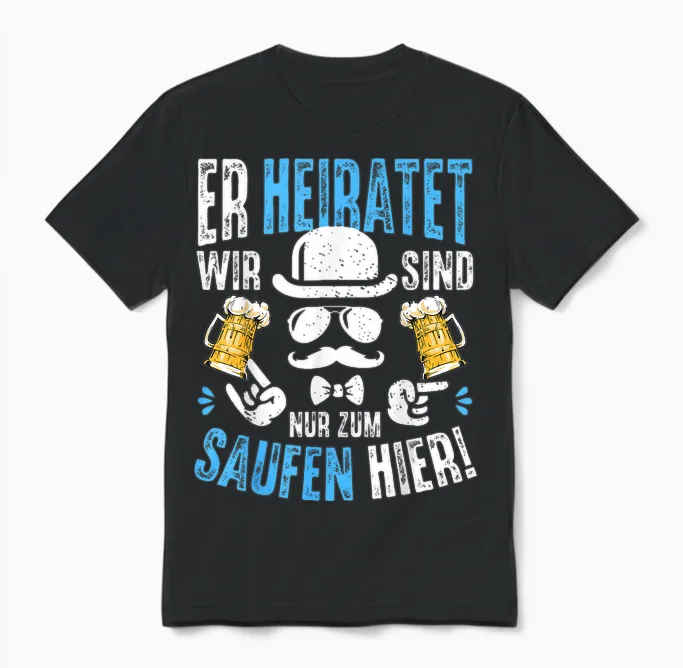Hen Party T-Shirt Men's Bachelor Party T-Shirt, Black, S Unisex T-Shirt in Black